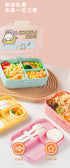 Homeatic Kids Bento Lunch Box with Handle | 3-Compartment Microwave-Safe Plastic Meal Container for School & Picnic