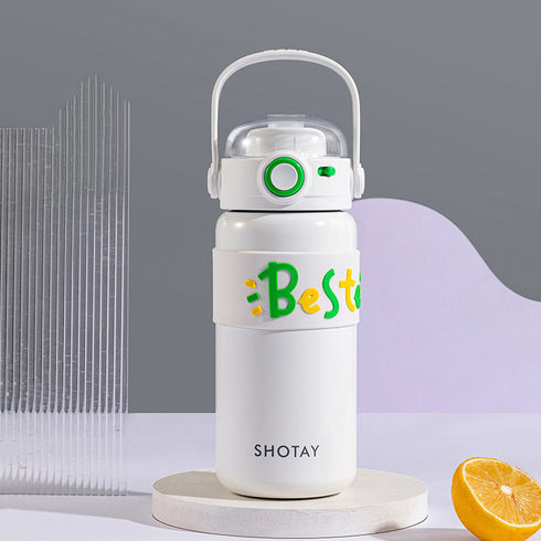 500ml Stainless Steel Insulated Water Bottle – Leak-Proof Vacuum Flask with Silicone Sleeve & Carry Handle
