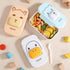 Cute Animal Bento Lunch Box with Sauce Compartment (1100ml) – Leakproof 2-Compartment Kids Food Container with Spoon