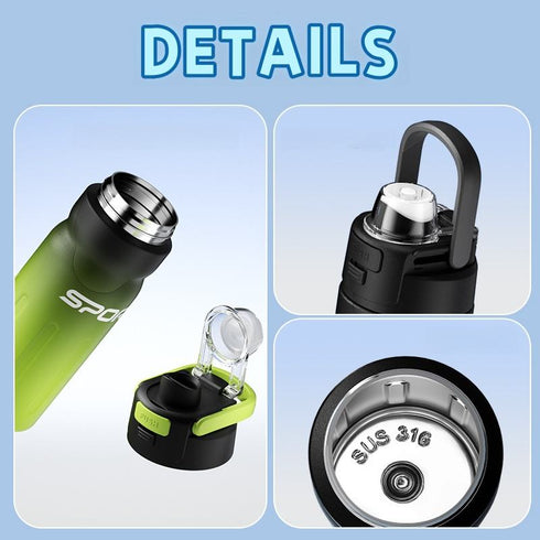550ml Stainless Steel Insulated Sports Water Bottle | Leakproof Vacuum Flask with Carry Handle