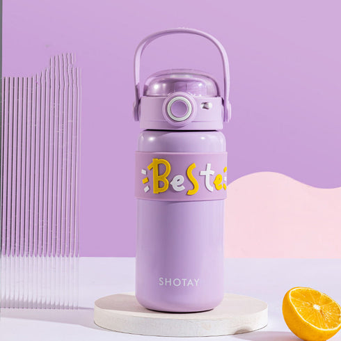 500ml Stainless Steel Insulated Water Bottle – Leak-Proof Vacuum Flask with Silicone Sleeve & Carry Handle