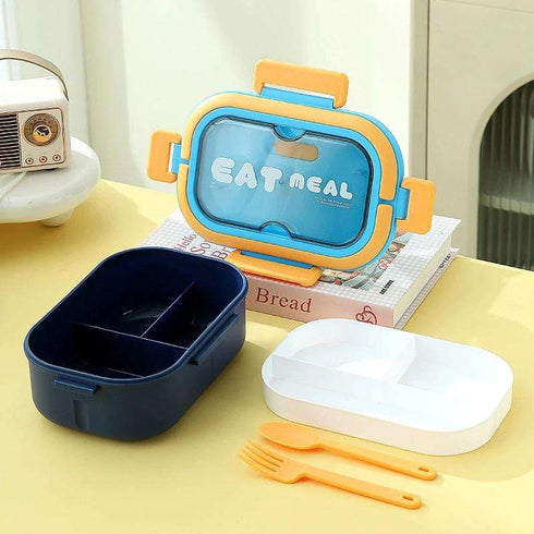 Eat Real Bento Lunch Box – 2-Compartment Leak-Proof Kids School Lunch Box with Spoon & Fork