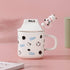 Modern 3D Cow Pattern Ceramic Mug with Lid and Glass Straw