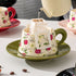 French Vintage Floral Ceramic Coffee Cup and Saucer Set