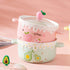 Kawaii Fruit Ceramic Ramen Bowl with Lid & Handles| 1000ml Soup & Noodle Pot