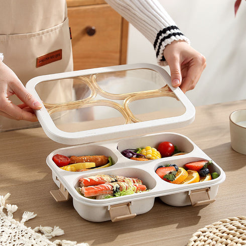 Stackable 4-Compartment Bento Lunch Box | Eco-Friendly Meal Prep Container