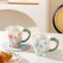 3D Relief Tulip Ceramic Coffee Mug – Elegant Hand-Painted Floral Tea Cup with Scalloped Rim