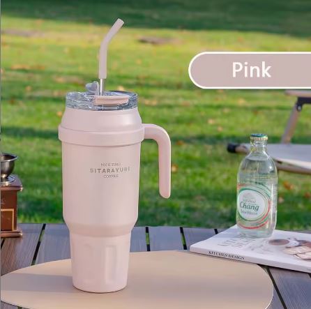 SITARAYURI 1.4liter Insulated Stainless Steel Tumbler with Handle & Straw – Leak-Proof Travel Mug for Hot & Cold Drinks