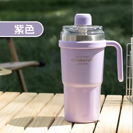 Sitarayuri 600ml Stainless Steel Vacuum Insulated Tumbler with Handle and Dual-Lid