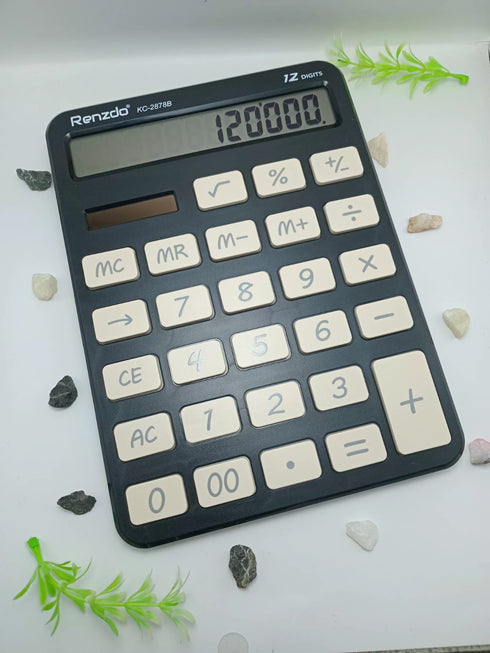 Renzdo KC-2878B 12-Digit Desktop Calculator – Large LCD & Dual Power