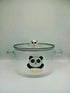 Cute Panda Ribbed Glass Serving Bowl with Lid