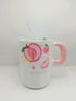 Kawaii Fruit Tumbler – Ceramic Mug with Lid & Glass Straw