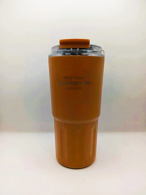 SITARAYURI 600ml Insulated Stainless Steel Travel Coffee Tumbler with Straw & Carrying Strap