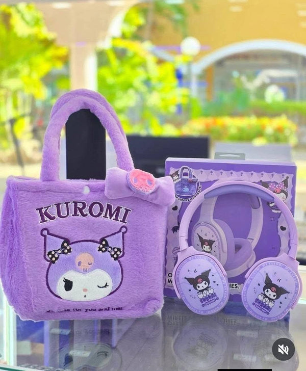 Sanrio Kids Wireless Headphones Set with Plush Bag & Gift Box – Bluetooth 5.4 HiFi Sound