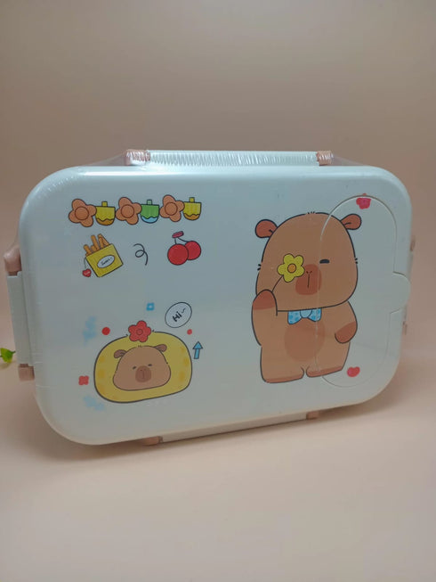 Kawaii Bento Box | Leak-Proof 2-Grid Portable Kids Lunch Box with Snap-On Lid
