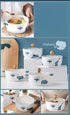 Cute Elephant Ceramic Ramen Bowl with Glass Lid & Wooden Knob