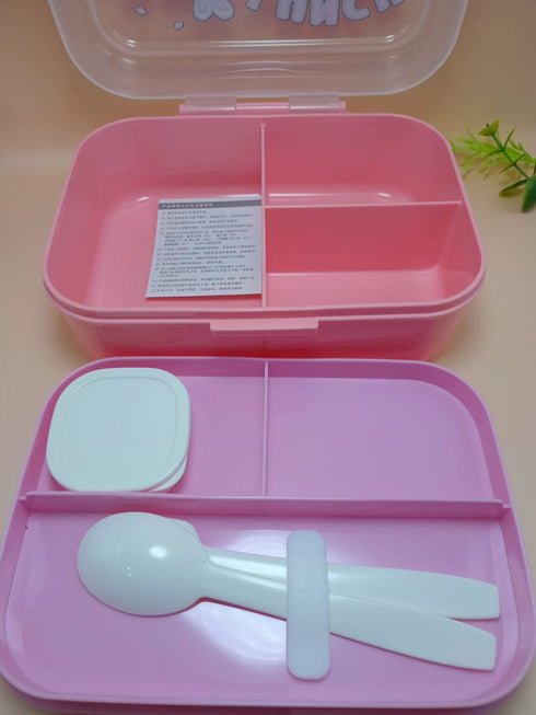 Homeatic Kids Bento Lunch Box with Handle | 3-Compartment Microwave-Safe Plastic Meal Container for School & Picnic