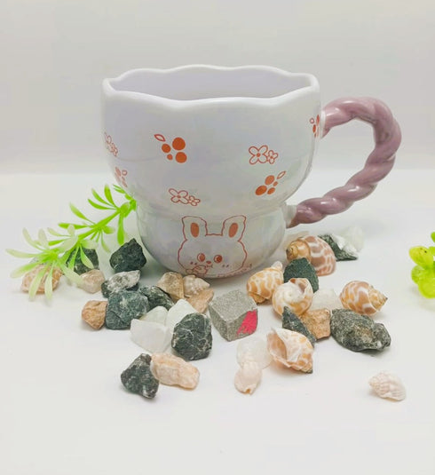 Kawaii Ceramic Animal Mug with Twisted Handle