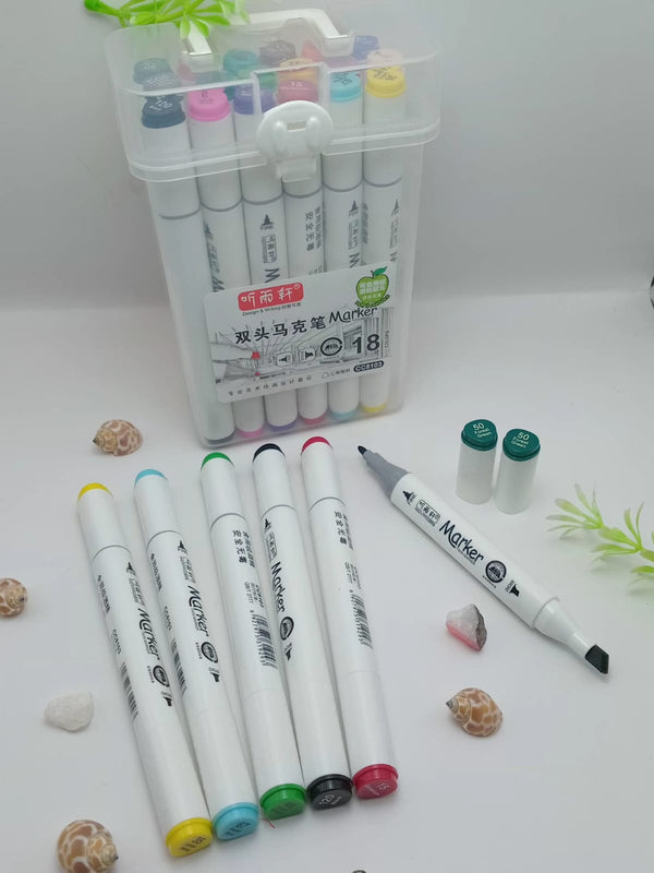18-Piece Dual-Tip Professional Art Marker Set