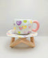Heart & Flower Ceramic Mug and Saucer Set