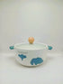 Cute Elephant Ceramic Ramen Bowl with Glass Lid & Wooden Knob