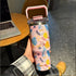 SITARAYURI Floral Travel Tumbler – 900ml Aesthetic Insulated Water Bottle with Handle