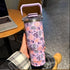 SITARAYURI Floral Travel Tumbler – 900ml Aesthetic Insulated Water Bottle with Handle