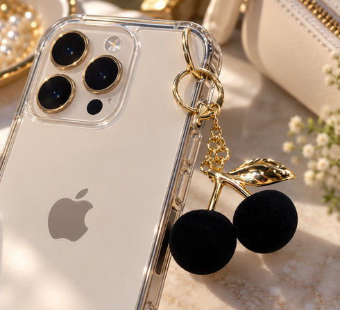 Cute Velvet Cherry Keychains | Fluffy Fruit Bag Charm & Keyring