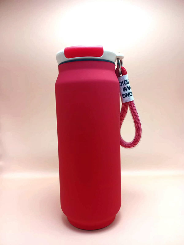 Stainless Steel Vacuum Insulated Water Bottle - "Cola Can" Style Tumbler with Carrying Loop
