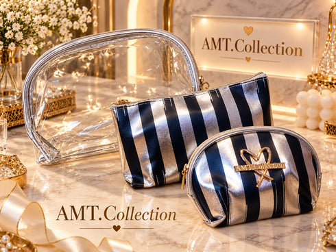 Iconic Stripe 3-in-1 Travel Cosmetic Bag Trio Set: