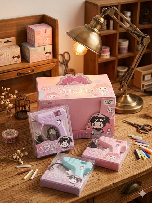 Kawaii Sanrio Crafting Kit: Miniature Hot Melt Glue Gun Set