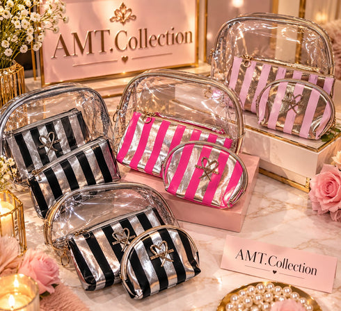 Iconic Stripe 3-in-1 Travel Cosmetic Bag Trio Set: