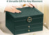 3-Layer Luxury Emerald Green PU Leather Jewelry Box Organizer