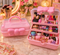 Kuwaiti Cute Pink Bow Makeup Organizer Case | 3-Tier Cosmetic Storage Box