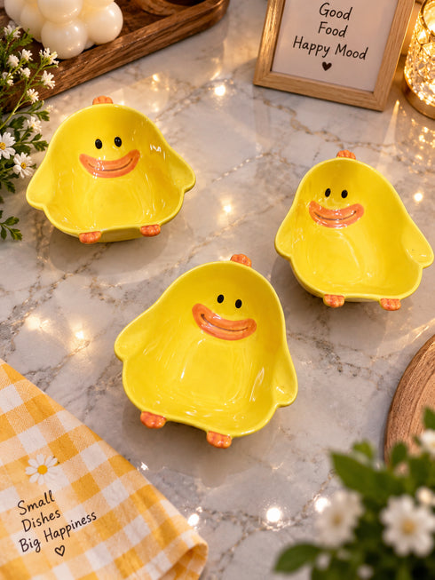 Cute Yellow Duck Ceramic Bowls | Creative Dessert & Snack Dishes