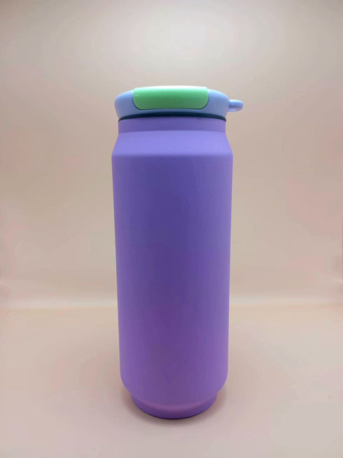 Stainless Steel Vacuum Insulated Water Bottle - "Cola Can" Style Tumbler with Carrying Loop
