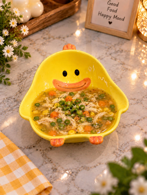Cute Yellow Duck Ceramic Bowls | Creative Dessert & Snack Dishes