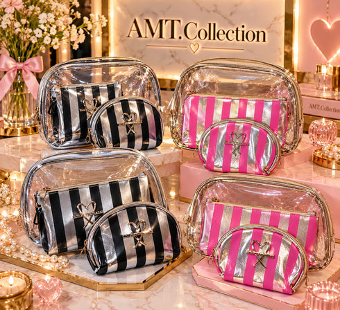 Iconic Stripe 3-in-1 Travel Cosmetic Bag Trio Set: