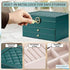3-Layer Luxury Emerald Green PU Leather Jewelry Box Organizer
