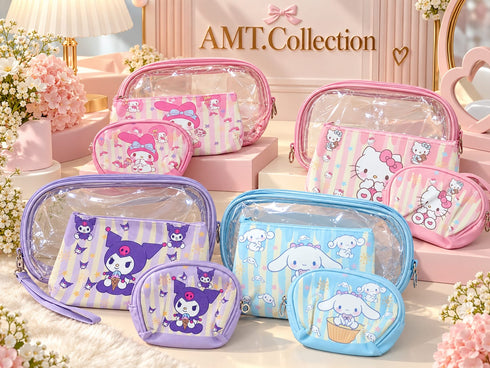 Kawaii character 3-Piece Makeup Bag Set
