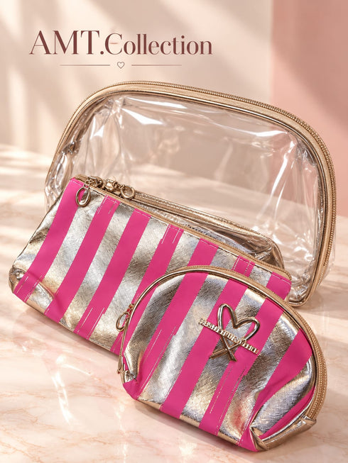Iconic Stripe 3-in-1 Travel Cosmetic Bag Trio Set: