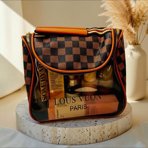 Classic Monogram Transparent Vanity Case – Multi-Pattern Clear Cosmetic Travel Bag