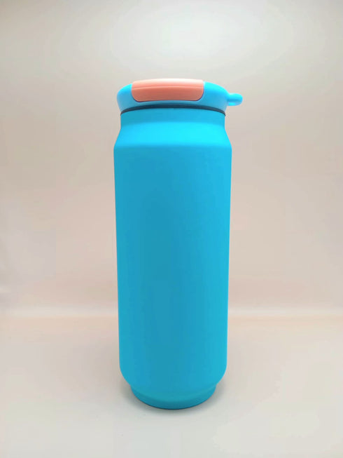 Stainless Steel Vacuum Insulated Water Bottle - "Cola Can" Style Tumbler with Carrying Loop
